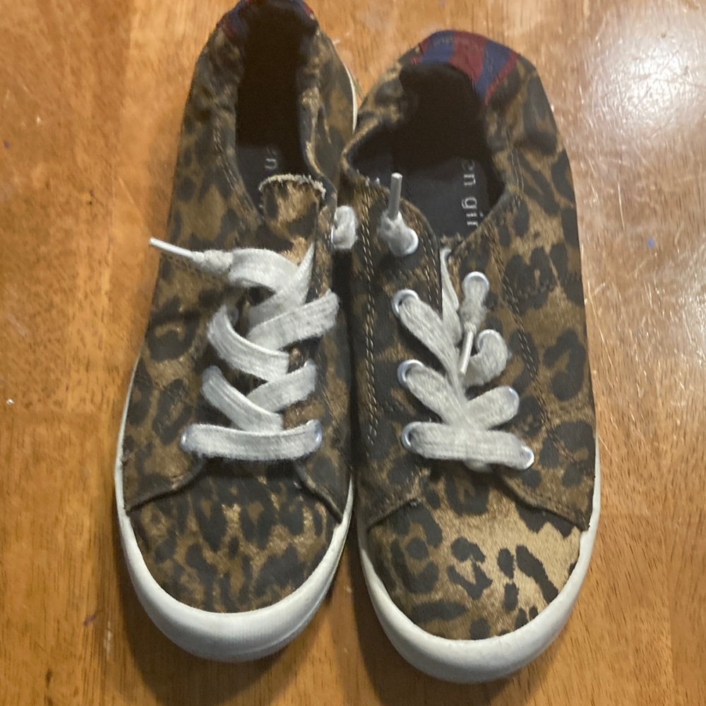 Madden Girl Kids Leopard Pattern Sneakers with White Laces